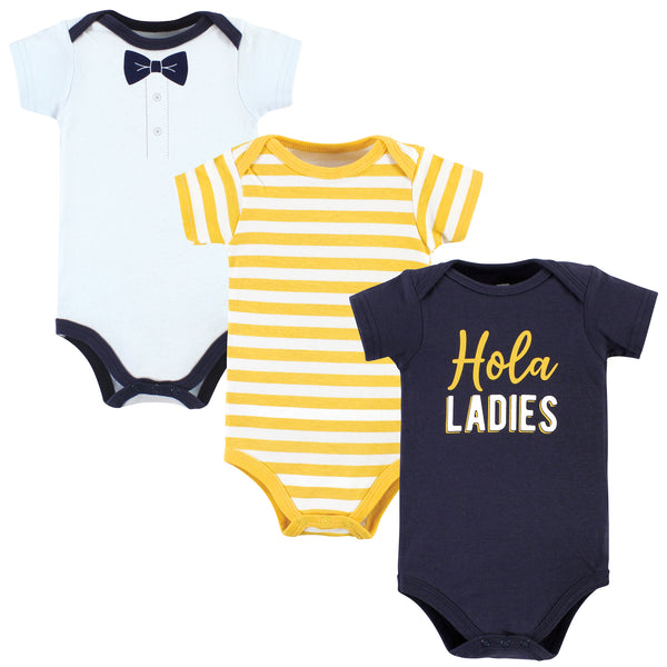 Hudson Baby Infant Boy Cotton Bodysuits, Hola Ladies 3-Pack