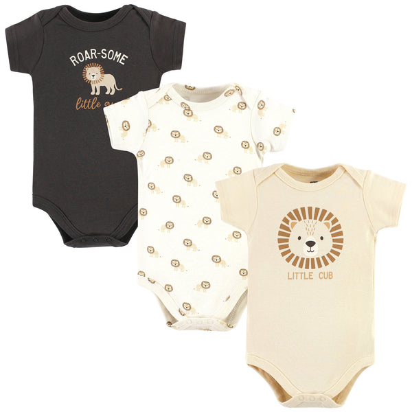 Hudson Baby 3-Pack Cotton Bodysuits, Brave Lion