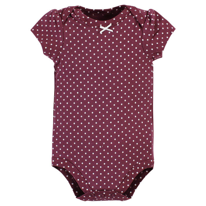 Hudson Baby Infant Girl Cotton Bodysuits, Plum Wildflower