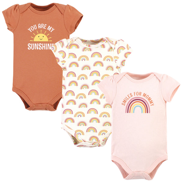 Hudson Baby Infant Girl Cotton Bodysuits, Sunshine Rainbows