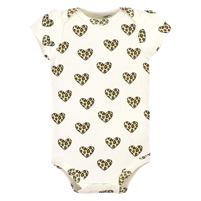 Hudson Baby Infant Girl Cotton Bodysuits, Leopard Hearts