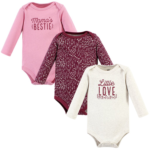 Hudson Baby Infant Girl Cotton Long-Sleeve Bodysuits, Little Love Flowers 3 Pack