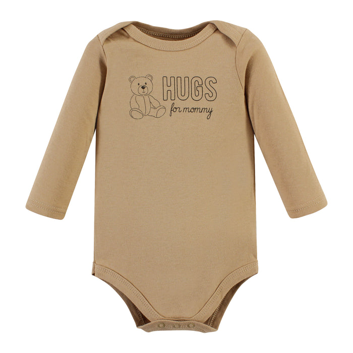 Hudson Baby Cotton Long-Sleeve Bodysuits, Teddy Bears 3-Pack