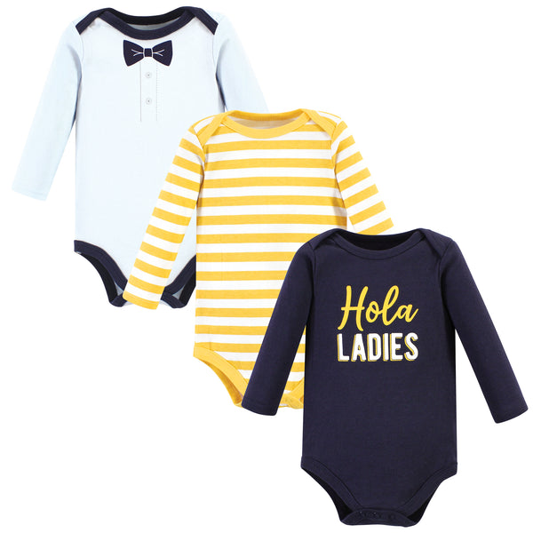 Hudson Baby Infant Boy Cotton Long-Sleeve Bodysuits, Hola Ladies 3-Pack