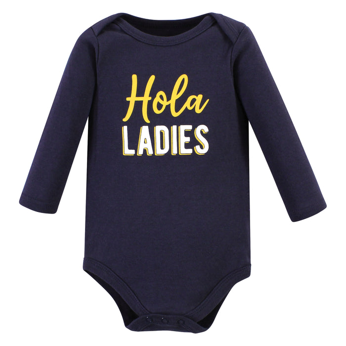 Hudson Baby Infant Boy Cotton Long-Sleeve Bodysuits, Hola Ladies 3-Pack