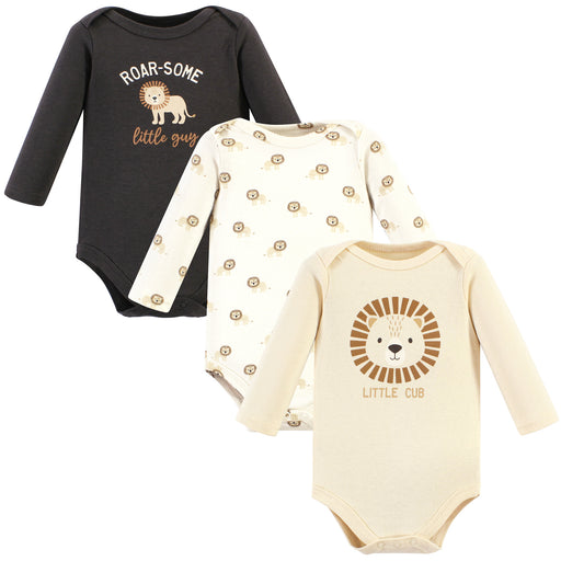 Hudson Baby 3-Pack Cotton Long-Sleeve Bodysuits, Brave Lion