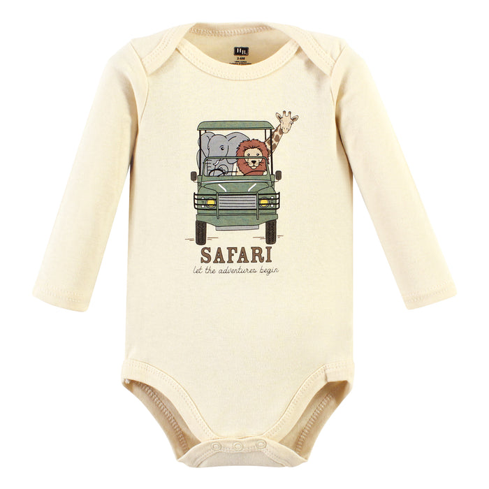 Hudson Baby Cotton Long-Sleeve Bodysuits, Going On Safari 3-Pack