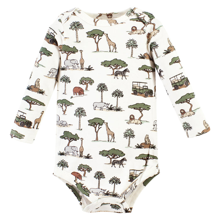 Hudson Baby Cotton Long-Sleeve Bodysuits, Going On Safari 3-Pack