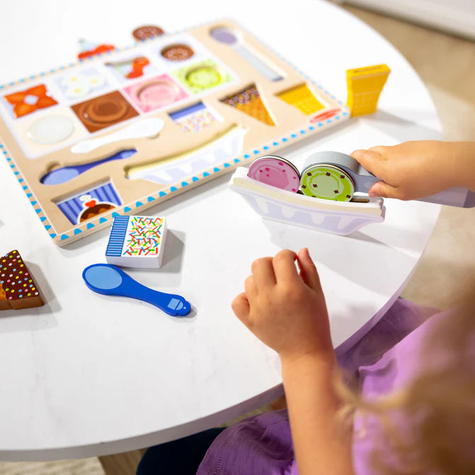 Melissa & Doug Wooden Magnetic Ice Cream Puzzle & Play Set - 16 Pieces