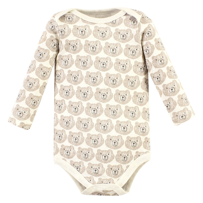 Hudson Baby Cotton Long-Sleeve Bodysuits, Snuggle Bear 3-Pack