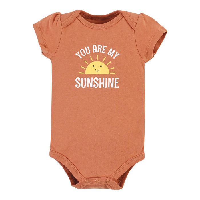 Hudson Baby Infant Girl Cotton Bodysuit and Pant Set, Sunshine Rainbows Short-Sleeve
