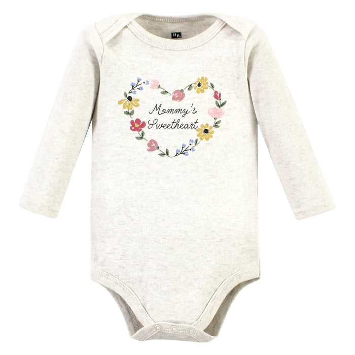 Hudson Baby Infant Girl Long-Sleeve Bodysuits and Pants, Soft Painted Floral