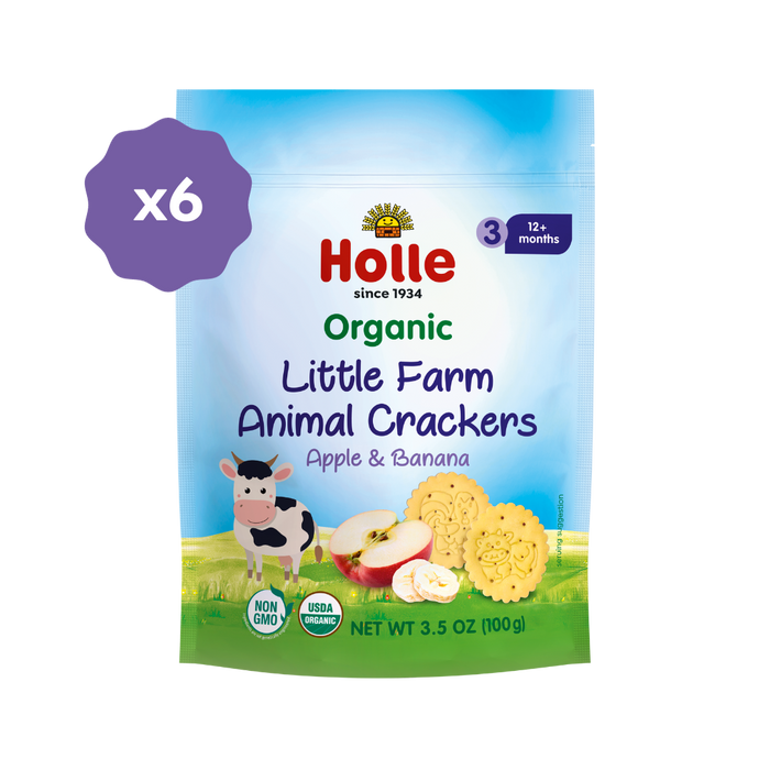 Holle Organic Little Farm Animal Crackers - Apple & Banana