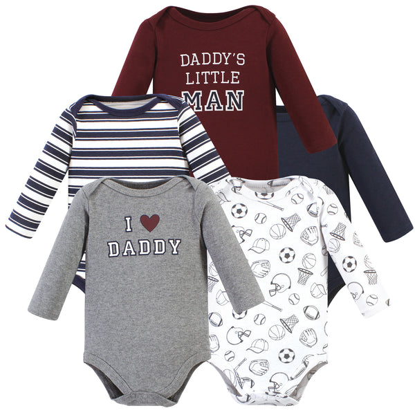 Hudson Baby Infant Boy Cotton Long-Sleeve Bodysuits, Boy Daddy 5-Pack