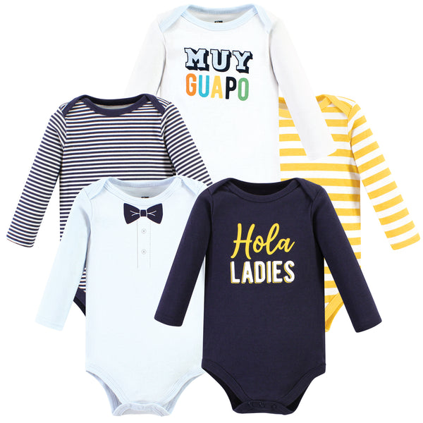 Hudson Baby Infant Boy Cotton Long-Sleeve Bodysuits, Hola Ladies 5-Pack