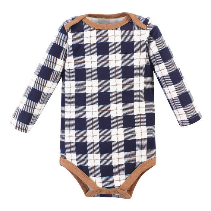Hudson Baby Infant Boy Cotton Long-Sleeve Bodysuits, Football Huddles 5-Pack