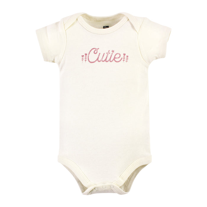 Hudson Baby Infant Girl Cotton Bodysuits, Little Love Flowers 5-Pack
