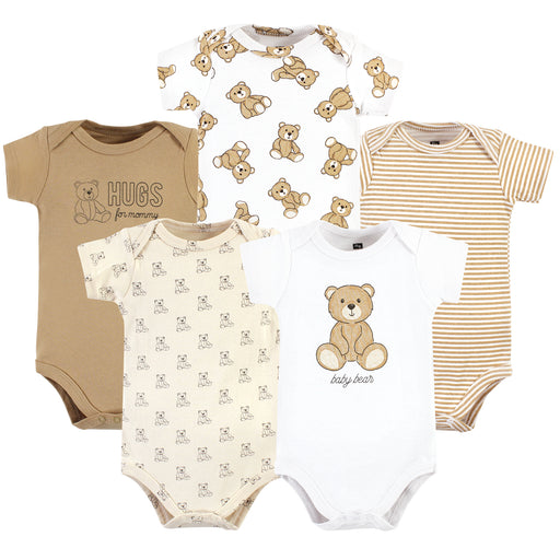 Hudson Baby 5-Pack Cotton Bodysuits, Teddy Bears