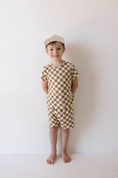 forever french baby Bamboo Short Sets | Olive  Checker