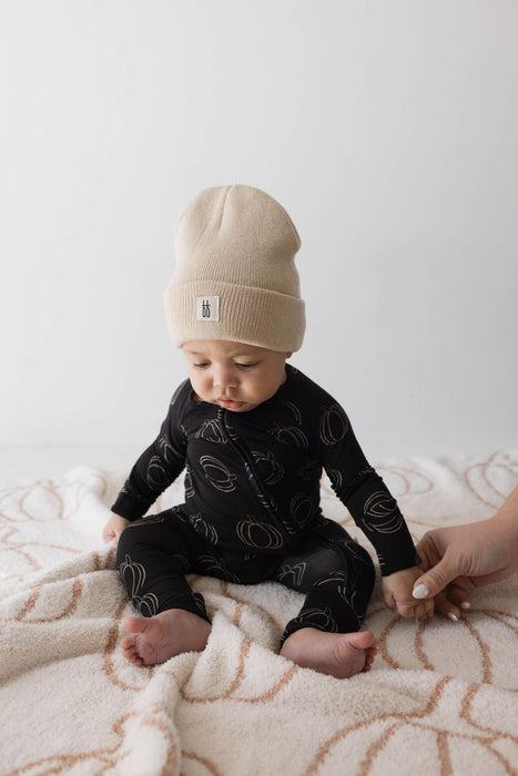 forever french baby Bamboo Zip Pajamas | Midnight Pumpkin