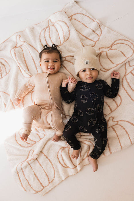 forever french baby Bamboo Zip Pajamas | Midnight Pumpkin