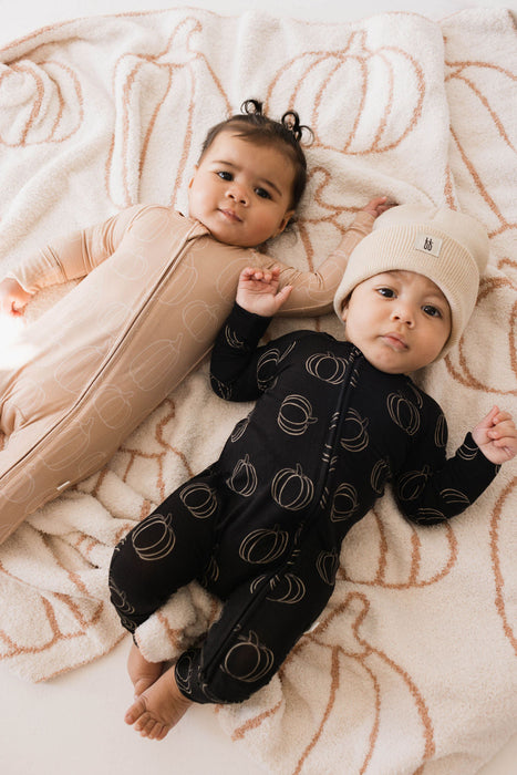 forever french baby Bamboo Zip Pajamas | Midnight Pumpkin