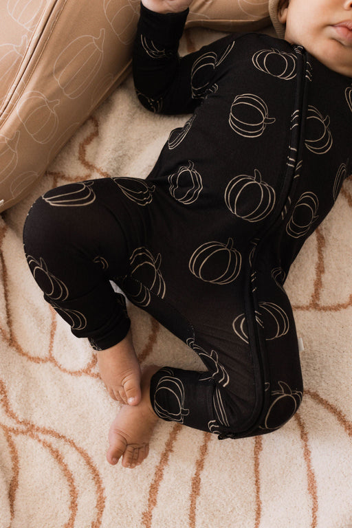 forever french baby Bamboo Zip Pajamas | Midnight Pumpkin