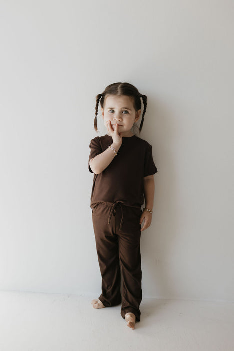 forever french baby Toddler Short Sleeve Bamboo Lounge Set | Coffee Bean