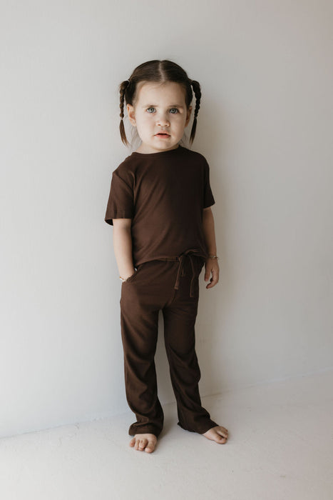 forever french baby Toddler Short Sleeve Bamboo Lounge Set | Coffee Bean