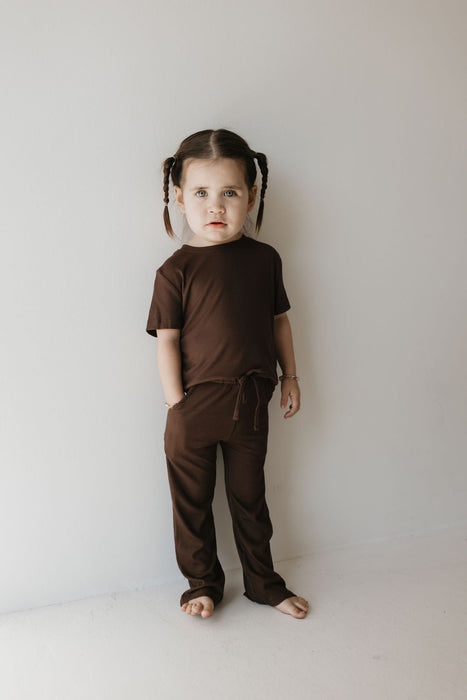 forever french baby Toddler Short Sleeve Bamboo Lounge Set | Coffee Bean