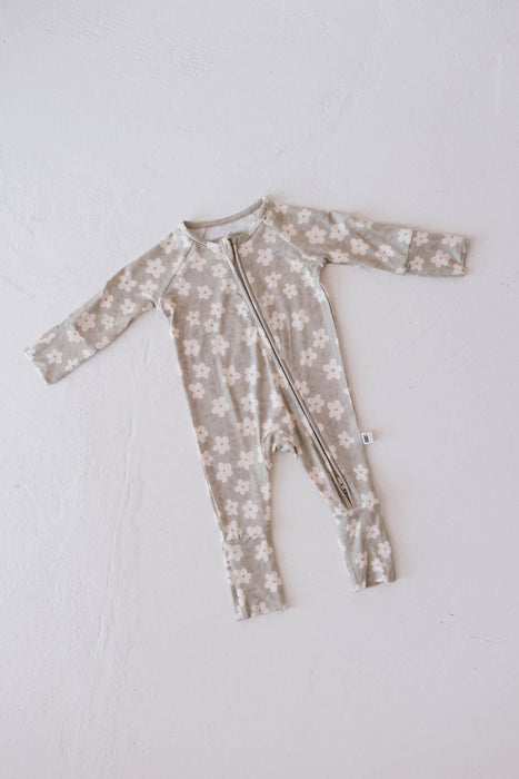 forever french baby Bamboo Zip Pajamas  | French Gray Floral