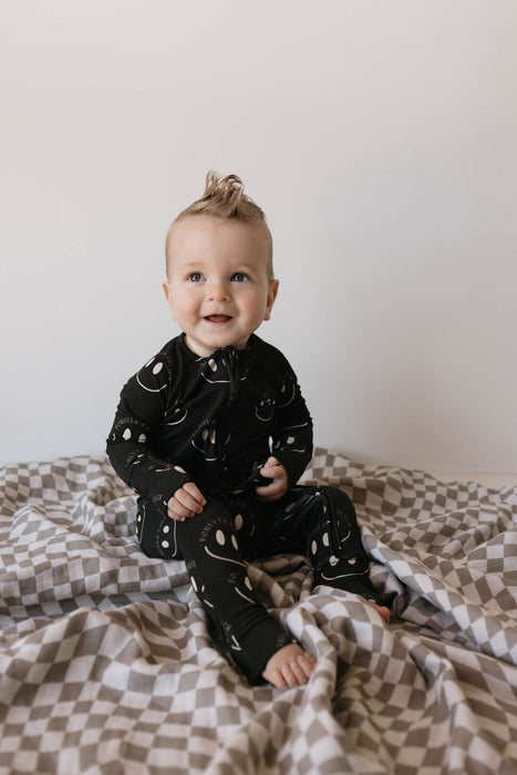 forever french baby Bamboo Zip Pajama | Black ff Smile