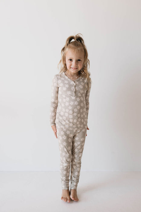 forever french baby Bamboo Two Piece Pajamas | French Gray Floral