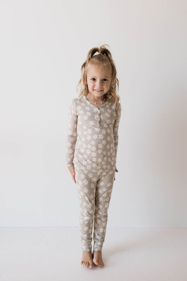 forever french baby Bamboo Two Piece Pajamas | French Gray Floral