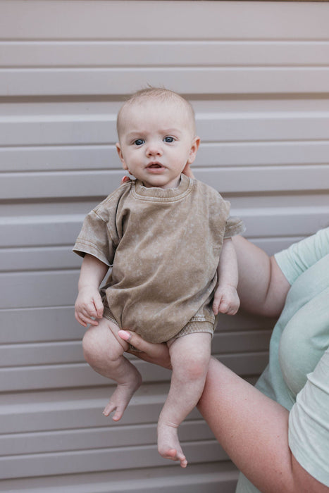 forever french baby Baby Romper | Vintage Washed Espresso