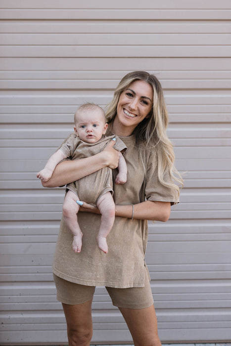 forever french baby Baby Romper | Vintage Washed Espresso