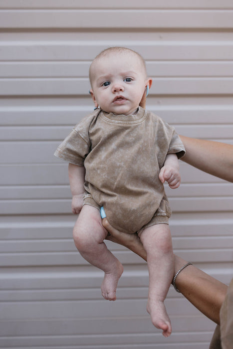 forever french baby Baby Romper | Vintage Washed Espresso