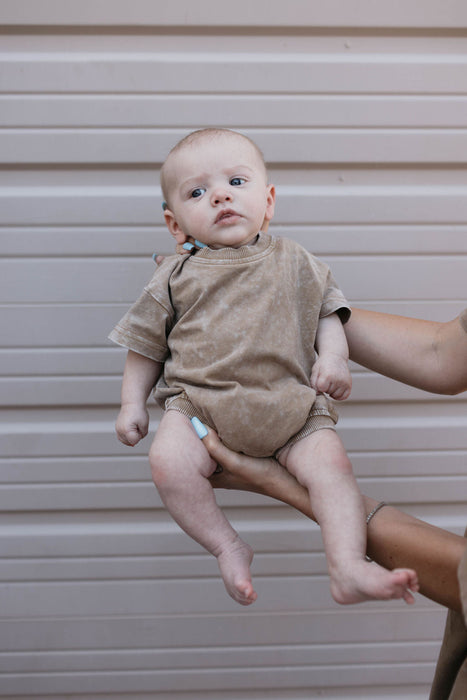 forever french baby Baby Romper | Vintage Washed Espresso