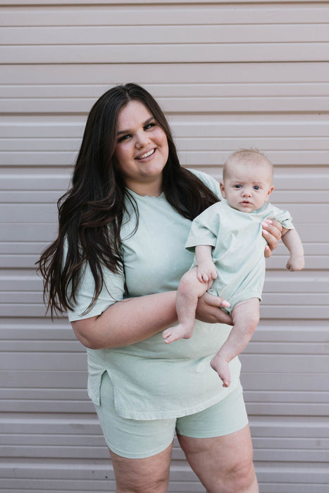 forever french baby Baby Romper | Vintage Washed Spearmint