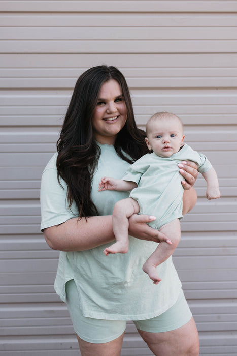 forever french baby Baby Romper | Vintage Washed Spearmint