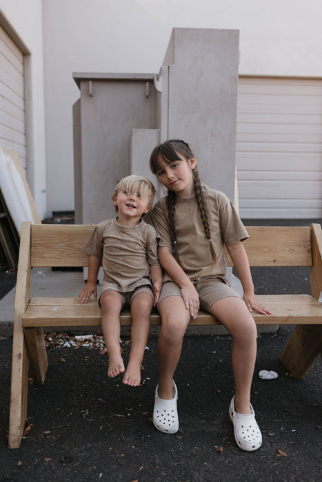 forever french baby Children's Short Set | Vintage Washed Espresso