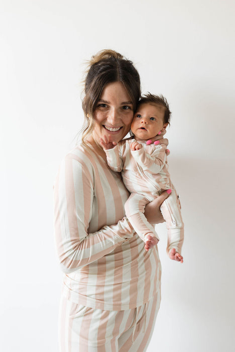 forever french baby Bamboo Zip Pajamas  | Candy Stripe