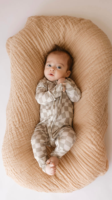 forever french baby Bamboo Zip Pajama | Wavy Checker