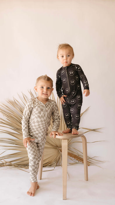 forever french baby Bamboo Zip Pajama | Black ff Smile