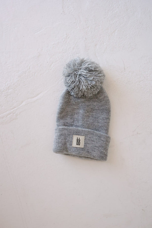 forever french baby Knit Pom Top Beanie | Grey