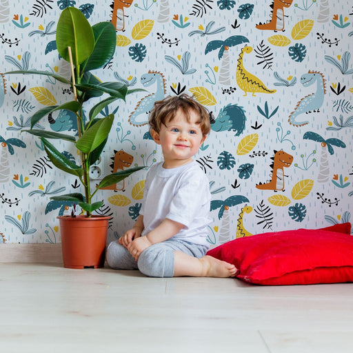 TeepeeJoy Dinosaur Theme Nursery Wallpaper - Prehistoric Playtime