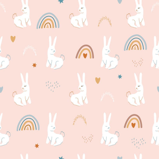 TeepeeJoy Kids and Nursery Bunny Wallpaper - Hopscotch Rainbows