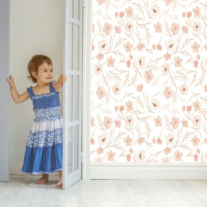 TeepeeJoy Flower Peel and Stick Wallpaper or Traditional Wallpaper - Ethereal Petal Cascade