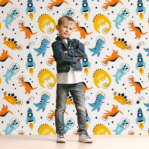 TeepeeJoy Dinosaur Themed Wallpaper for Nursery and Kids Rooms - Stellar Saur Expedition