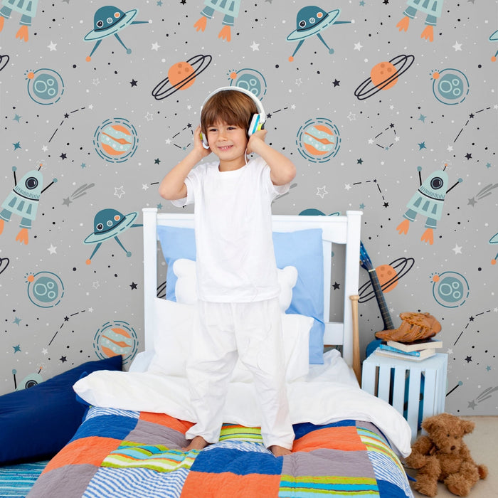 TeepeeJoy Galaxy Wallpaper for Nursery and Kids Rooms - Cosmic Playtime